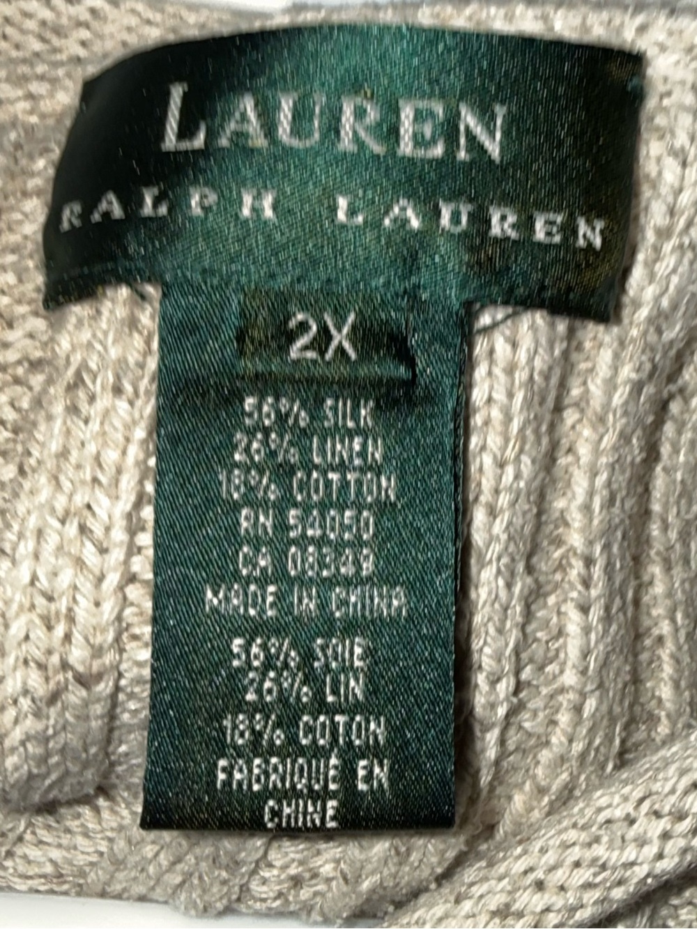 Vintage Lauren Ralph Lauren Silk Linen Blend Ribbed V Neck Sweater - Picture 10 of 11